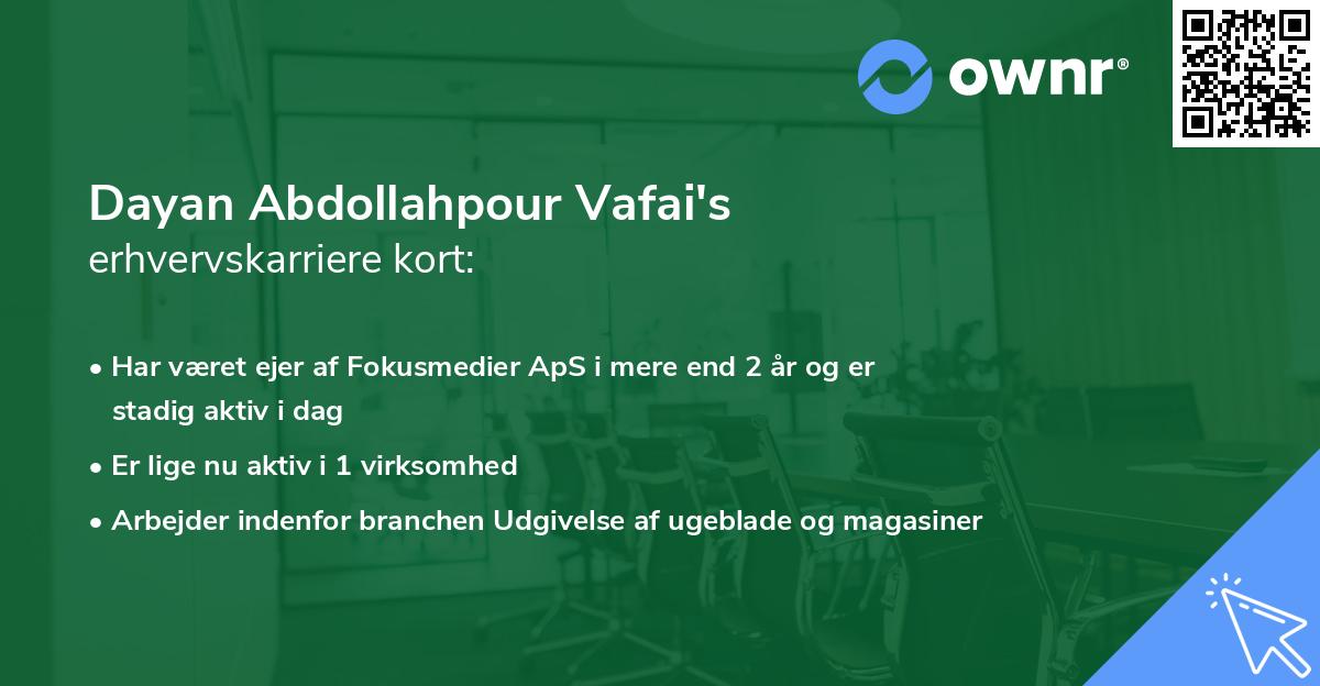 Dayan Abdollahpour Vafai's erhvervskarriere kort