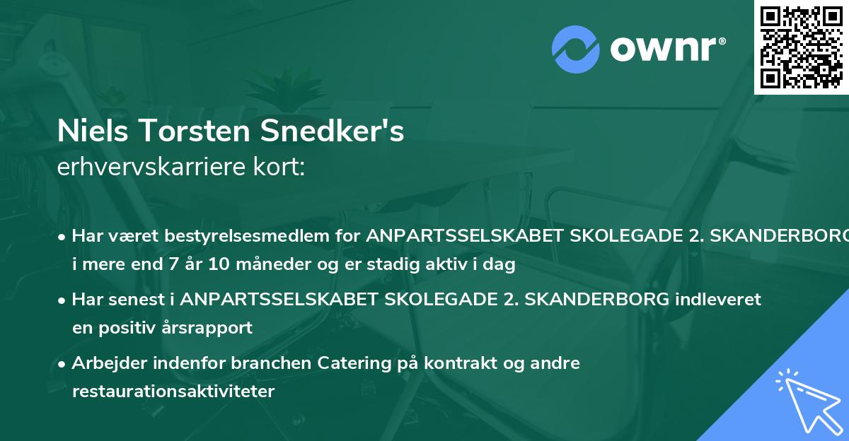 Niels Torsten Snedker's erhvervskarriere kort