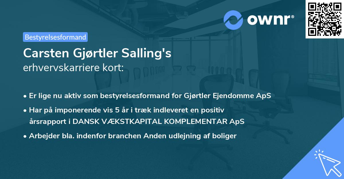 Carsten Gjørtler Salling's erhvervskarriere kort