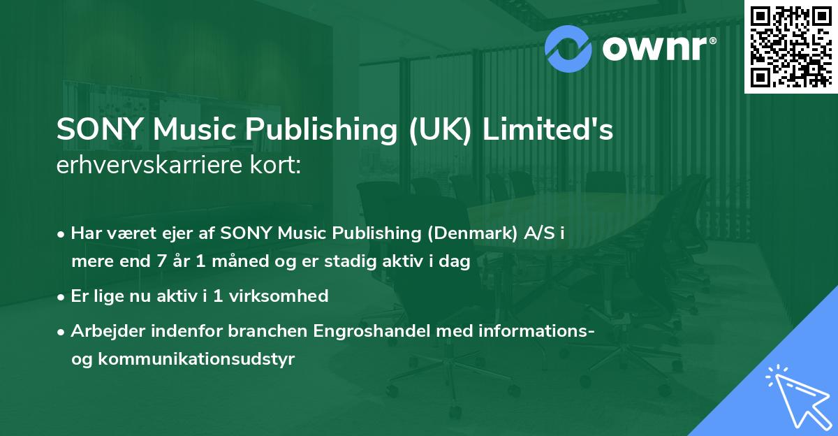 SONY Music Publishing (UK) Limited's erhvervskarriere kort