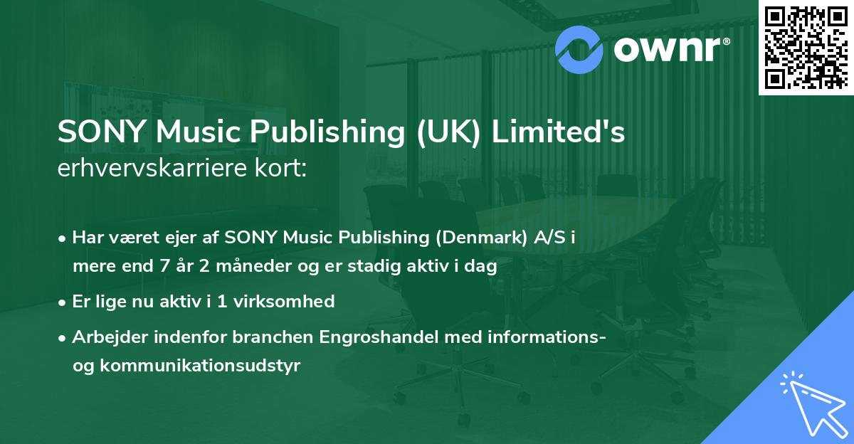 SONY Music Publishing (UK) Limited's erhvervskarriere kort