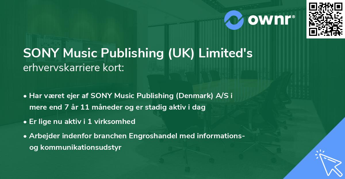 SONY Music Publishing (UK) Limited's erhvervskarriere kort