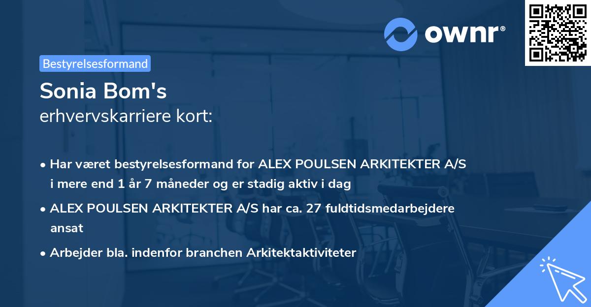 Sonia Bom's erhvervskarriere kort