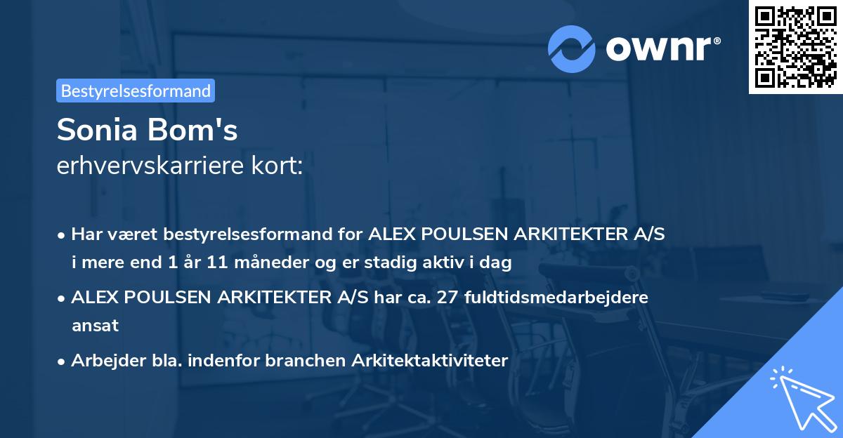 Sonia Bom's erhvervskarriere kort