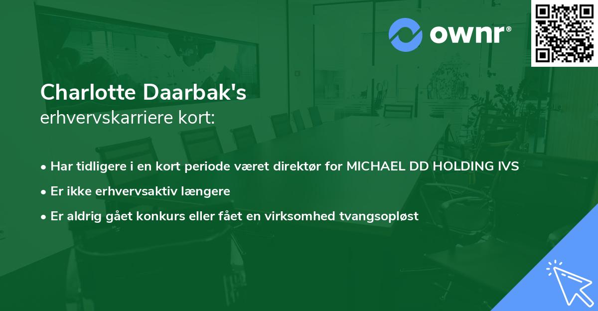 Charlotte Daarbak's erhvervskarriere kort