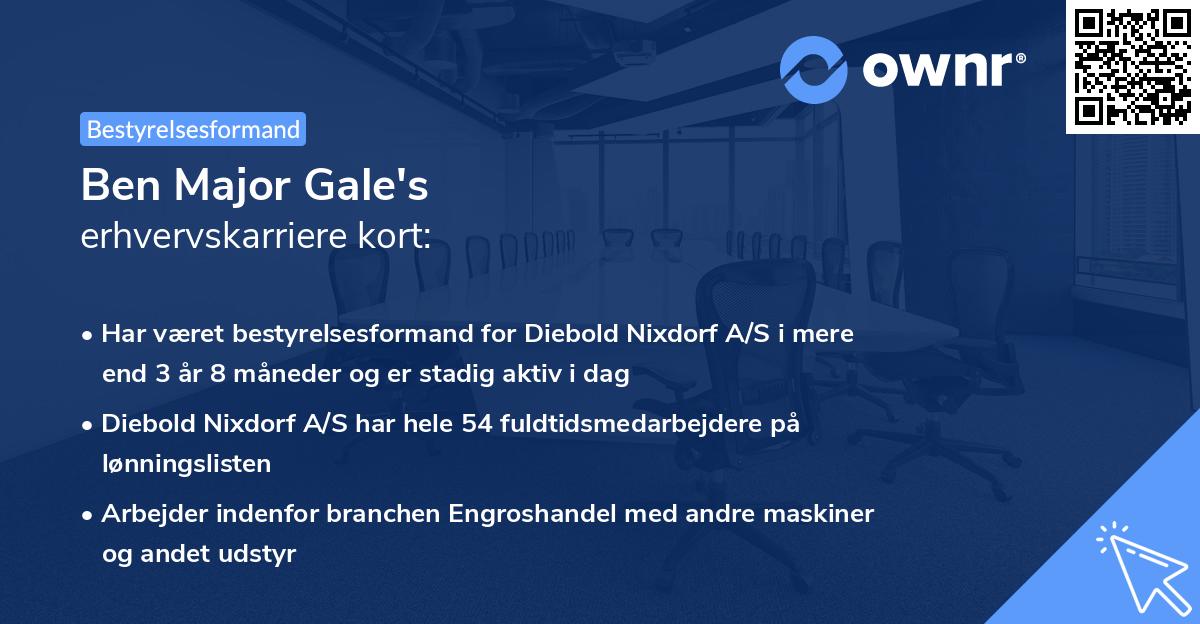 Ben Major Gale's erhvervskarriere kort