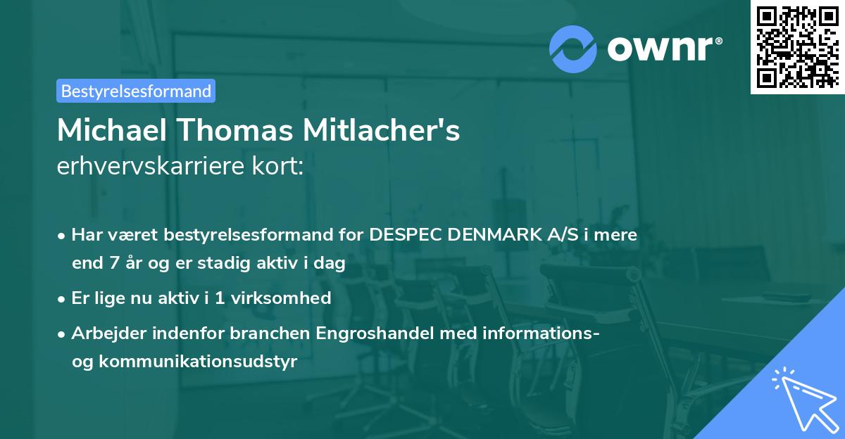 Michael Thomas Mitlacher's erhvervskarriere kort