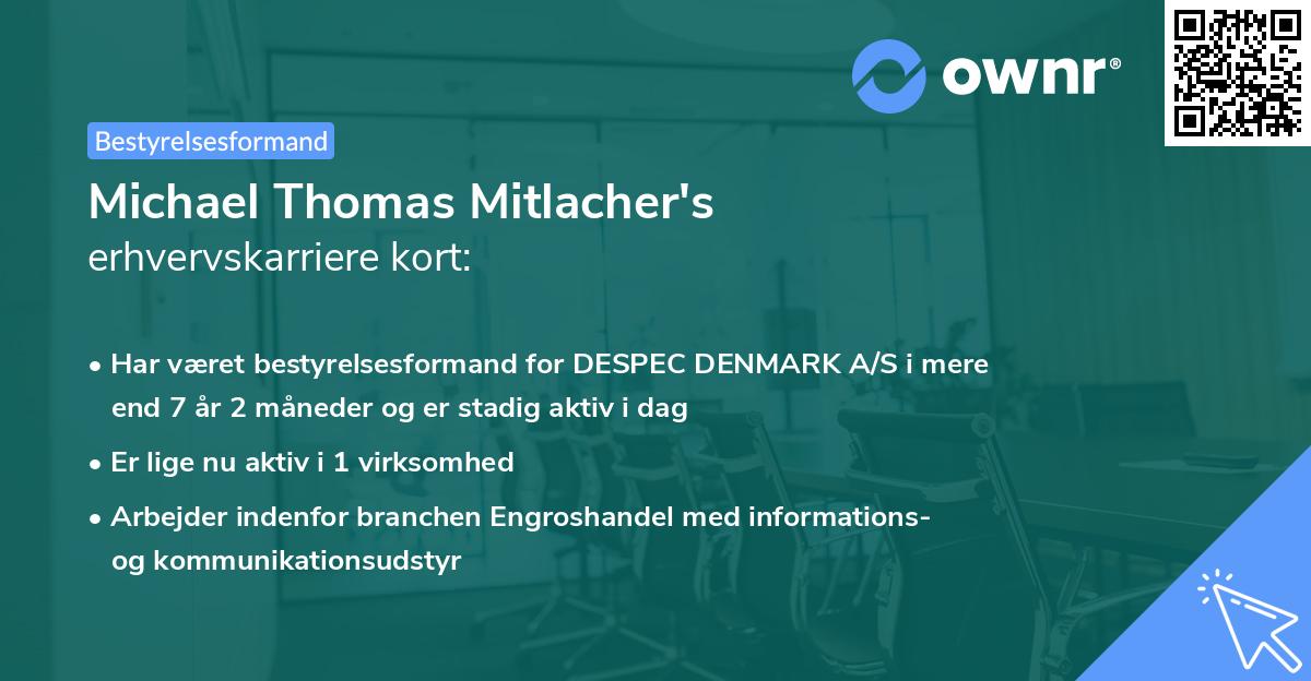 Michael Thomas Mitlacher's erhvervskarriere kort