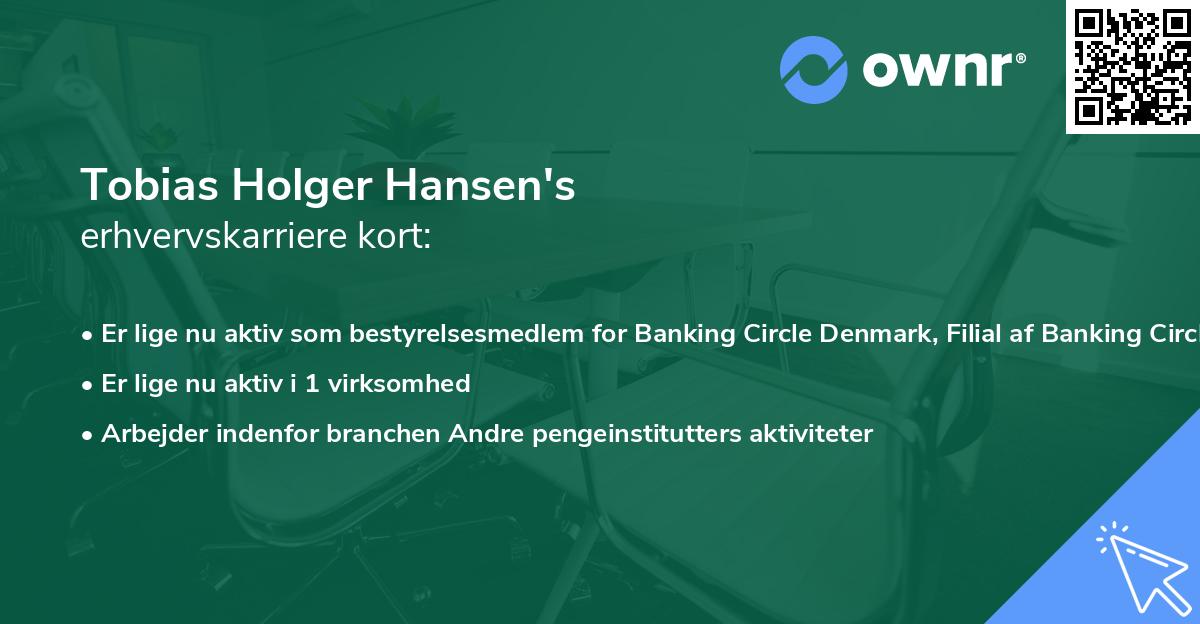Tobias Holger Hansen's erhvervskarriere kort