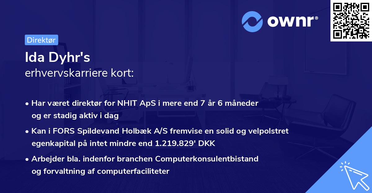 Ida Dyhr's erhvervskarriere kort