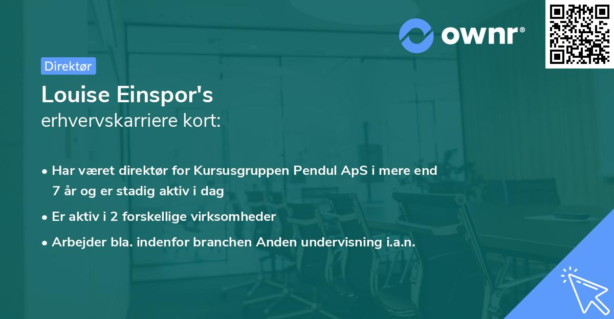 Louise Einspor's erhvervskarriere kort