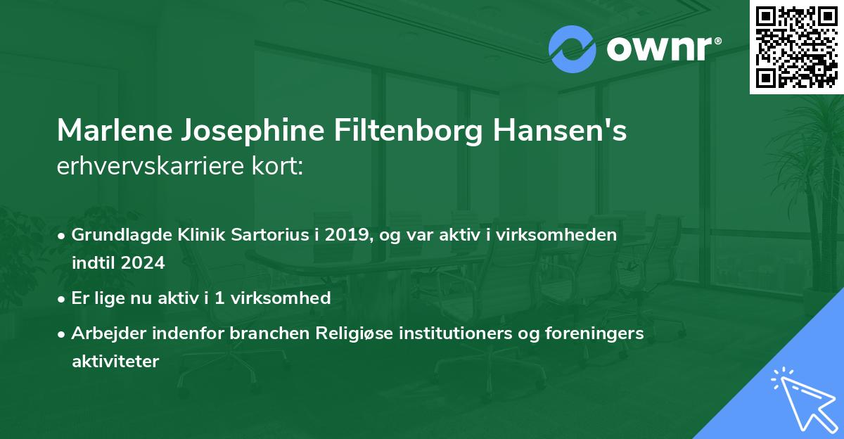 Marlene Josephine Filtenborg Hansen's erhvervskarriere kort