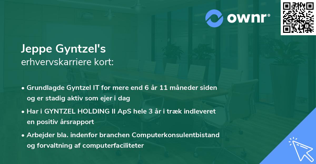 Jeppe Gyntzel's erhvervskarriere kort