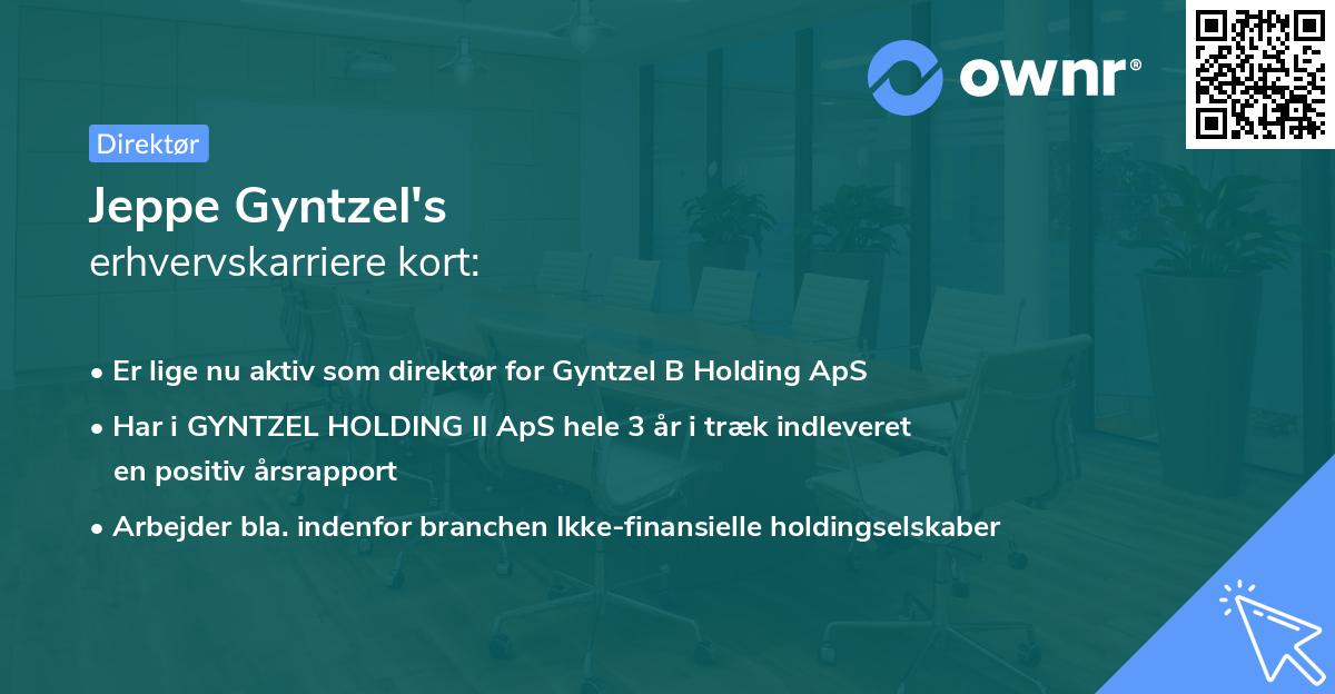 Jeppe Gyntzel's erhvervskarriere kort