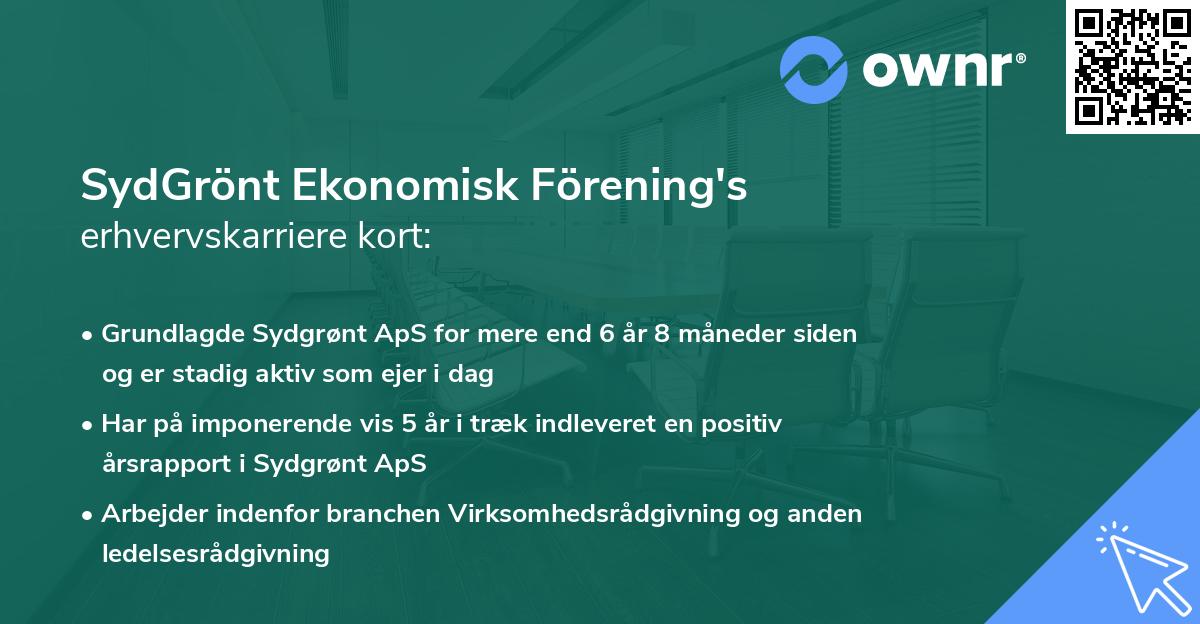 SydGrönt Ekonomisk Förening's erhvervskarriere kort