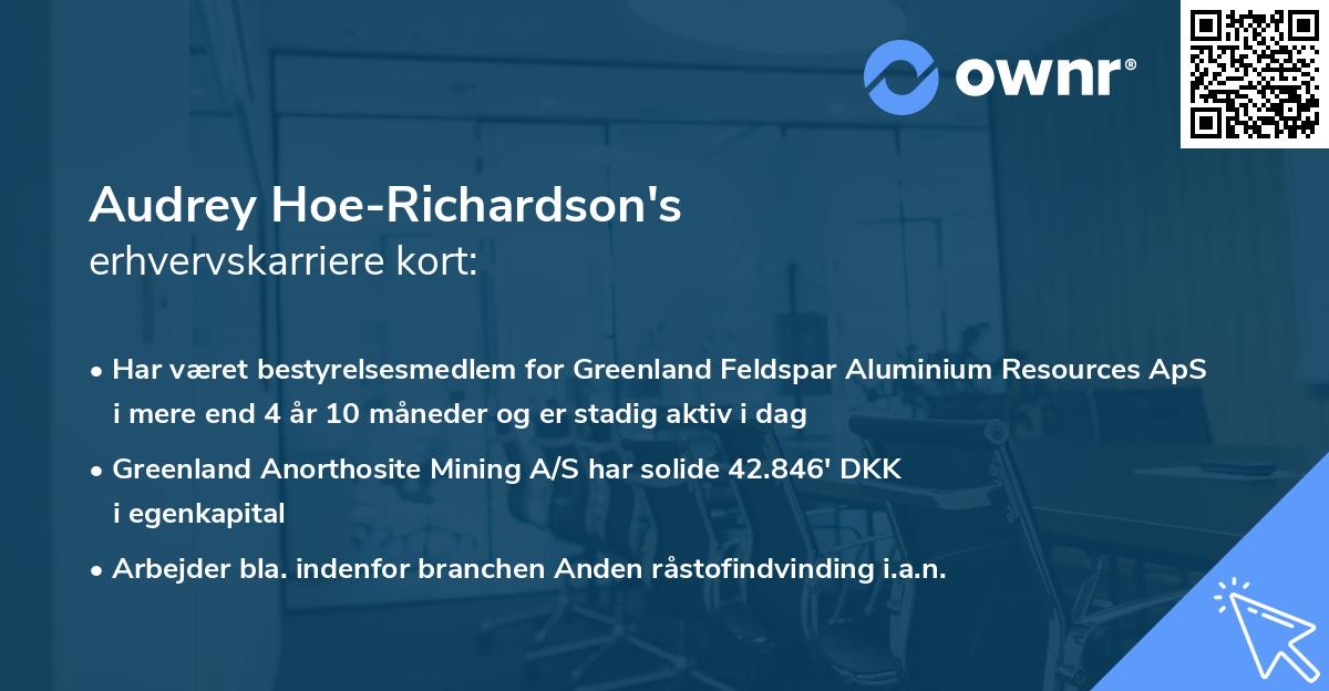 Audrey Hoe-Richardson's erhvervskarriere kort