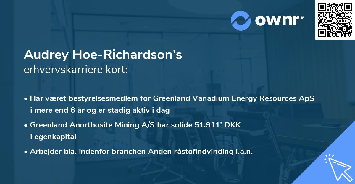 Audrey Hoe-Richardson's erhvervskarriere kort
