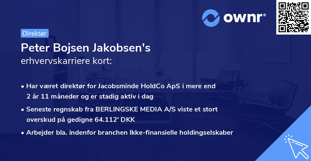 Peter Bojsen Jakobsen's erhvervskarriere kort