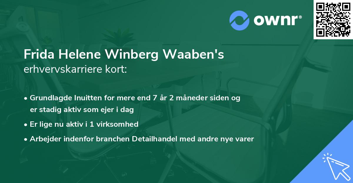 Frida Helene Winberg Waaben's erhvervskarriere kort