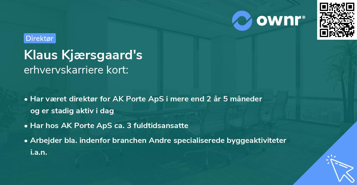 Klaus Kjærsgaard's erhvervskarriere kort