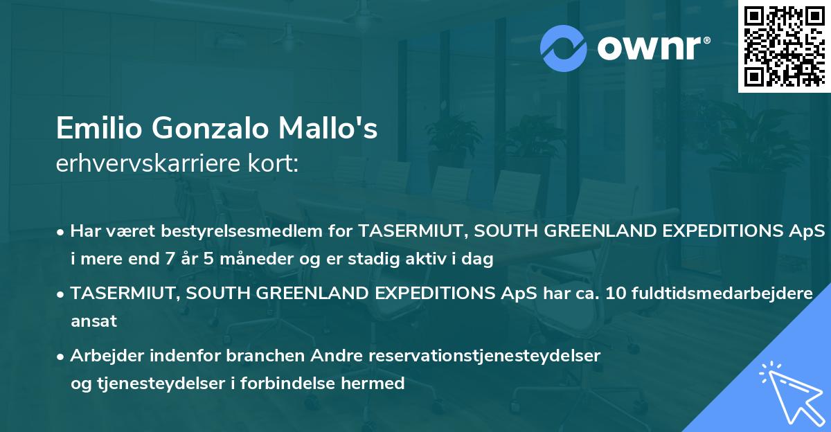 Emilio Gonzalo Mallo's erhvervskarriere kort