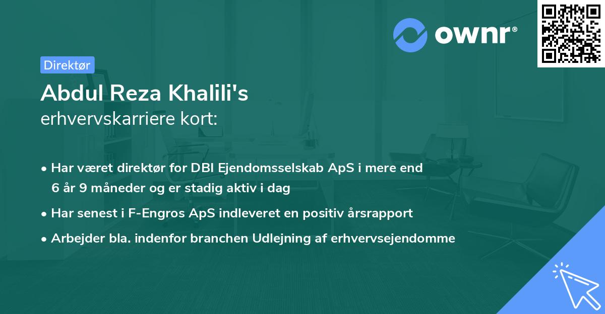 Abdul Reza Khalili's erhvervskarriere kort