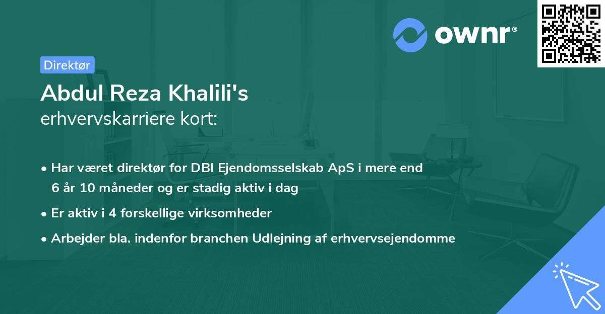 Abdul Reza Khalili's erhvervskarriere kort