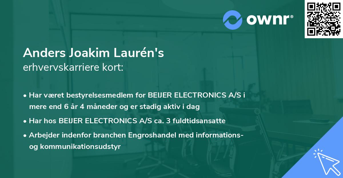 Anders Joakim Laurén's erhvervskarriere kort
