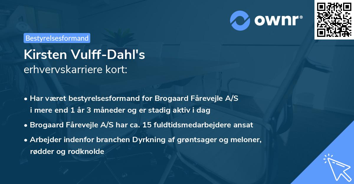 Kirsten Vulff-Dahl's erhvervskarriere kort