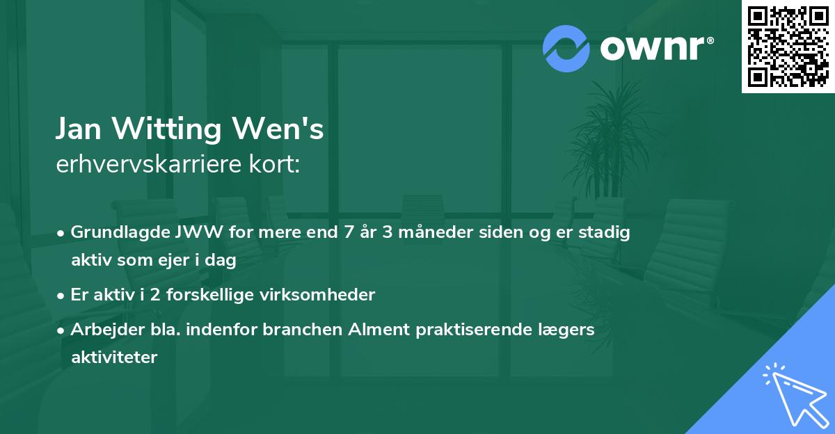 Jan Witting Wen's erhvervskarriere kort