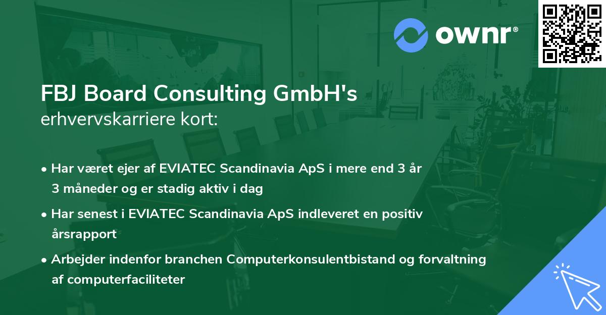 FBJ Board Consulting GmbH's erhvervskarriere kort