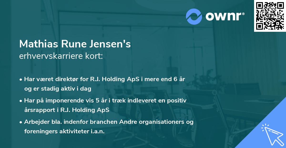 Mathias Rune Jensen's erhvervskarriere kort