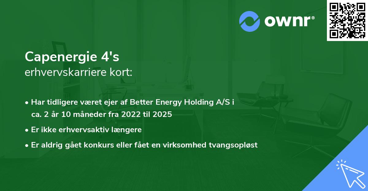 Capenergie 4's erhvervskarriere kort
