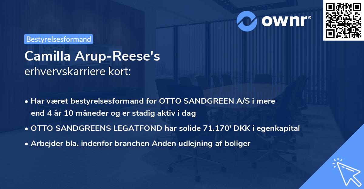 Camilla Arup-Reese's erhvervskarriere kort