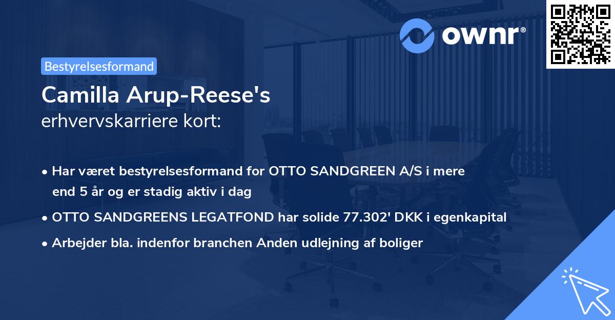 Camilla Arup-Reese's erhvervskarriere kort