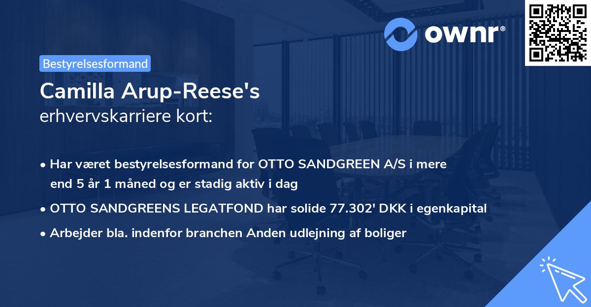 Camilla Arup-Reese's erhvervskarriere kort