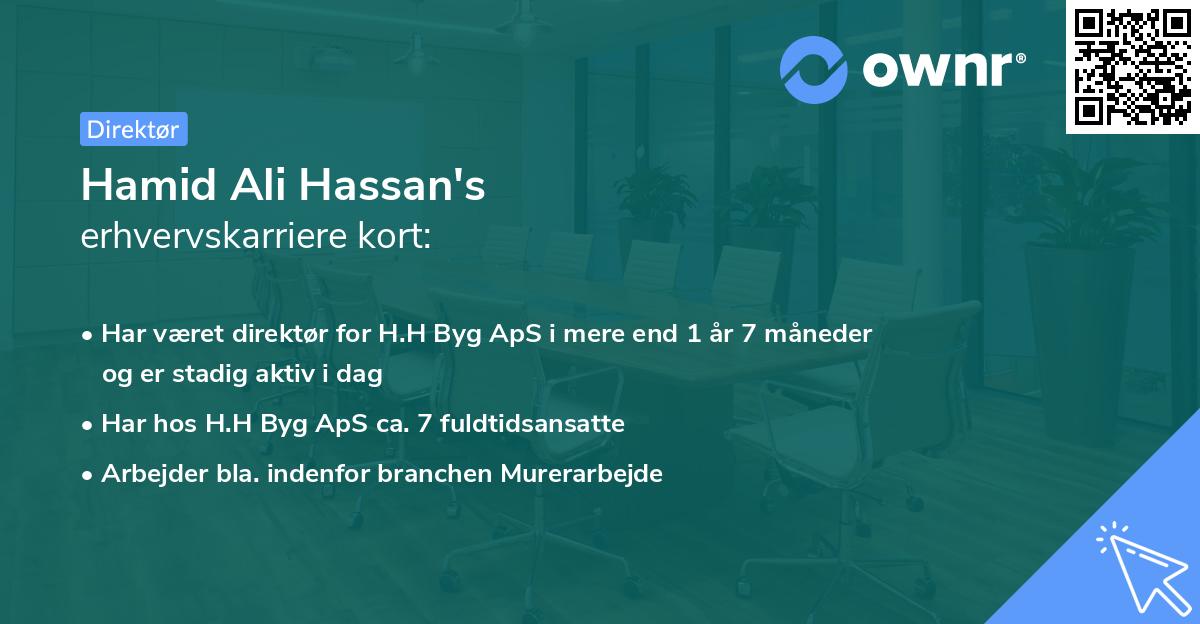 Hamid Ali Hassan's erhvervskarriere kort