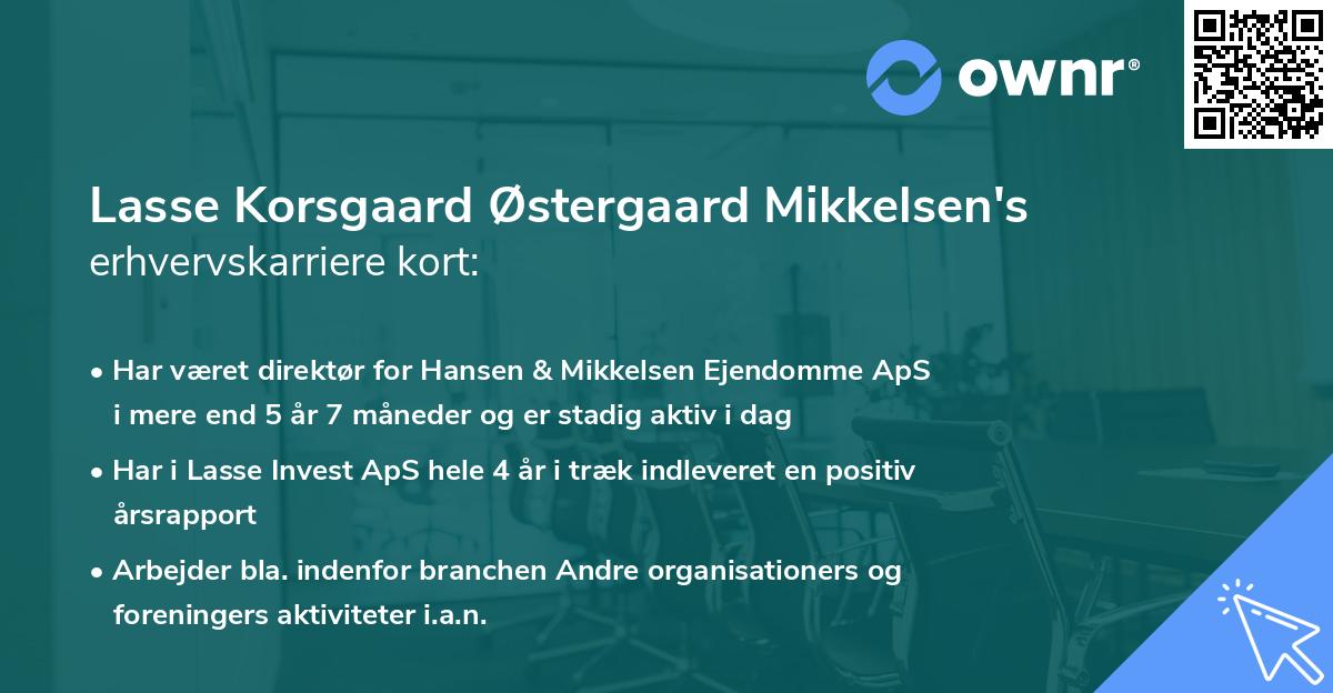 Lasse Korsgaard Østergaard Mikkelsen's erhvervskarriere kort