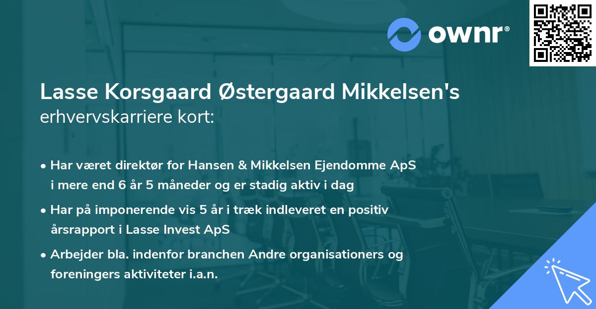 Lasse Korsgaard Østergaard Mikkelsen's erhvervskarriere kort
