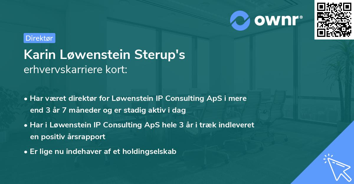 Karin Løwenstein Sterup's erhvervskarriere kort
