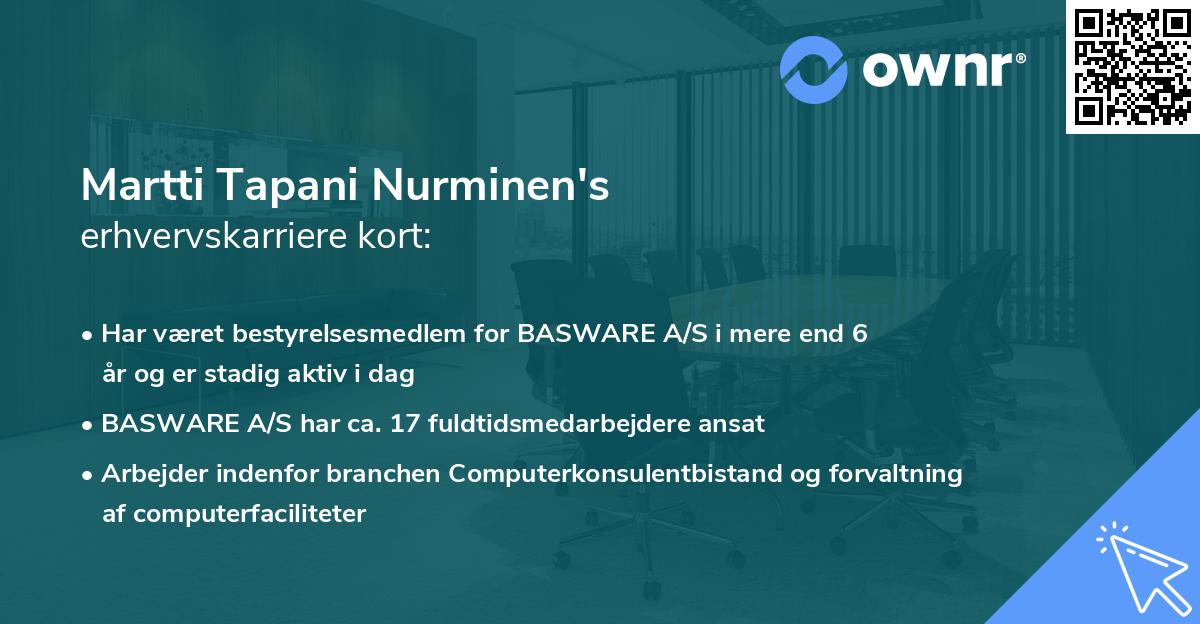 Martti Tapani Nurminen's erhvervskarriere kort