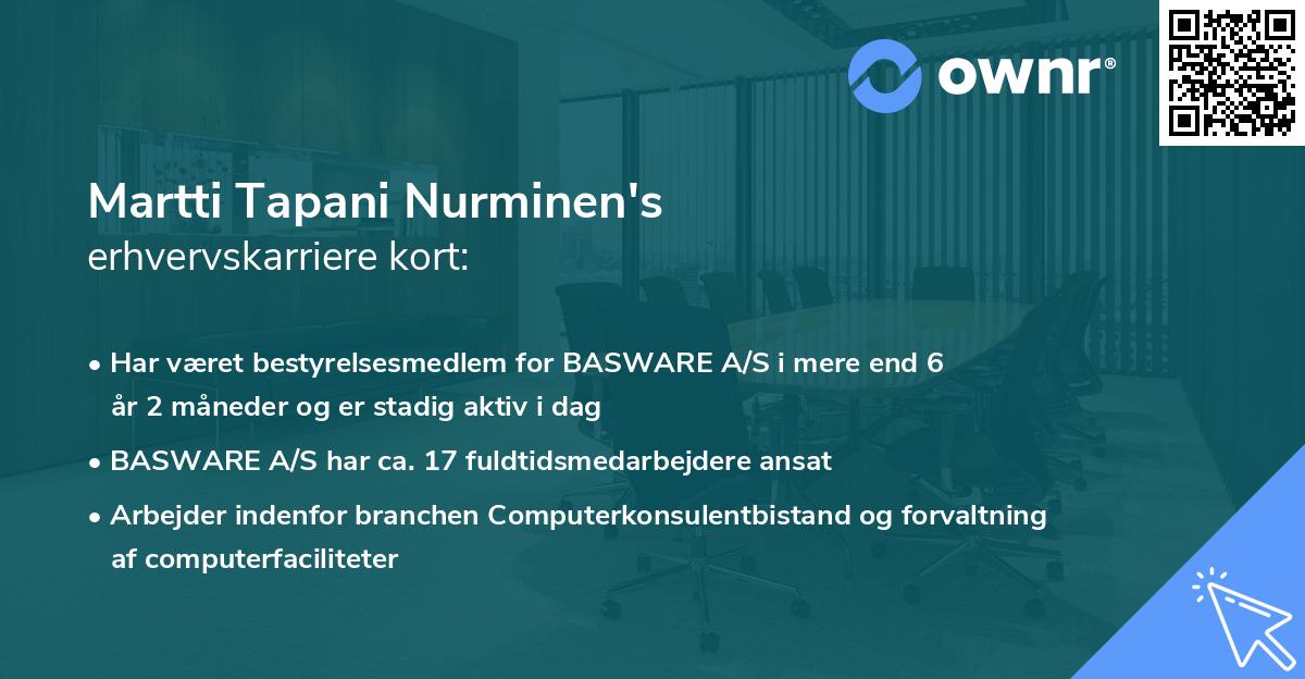 Martti Tapani Nurminen's erhvervskarriere kort