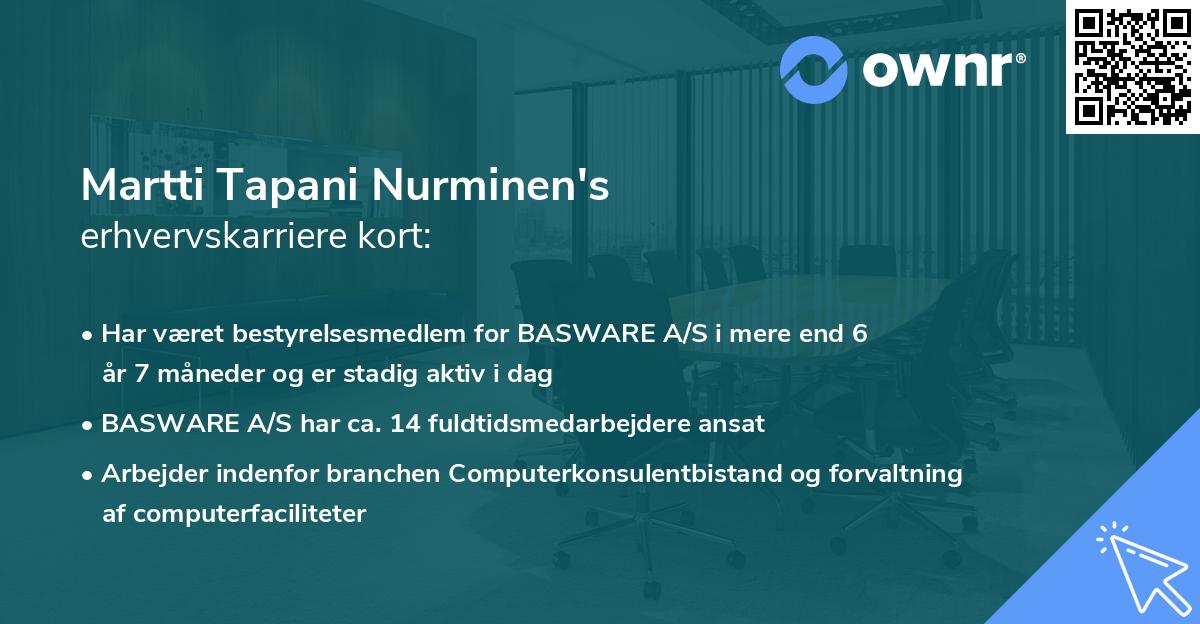 Martti Tapani Nurminen's erhvervskarriere kort
