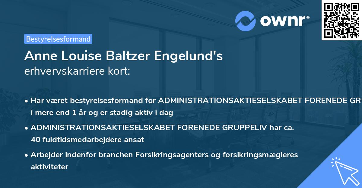 Anne Louise Baltzer Engelund's erhvervskarriere kort