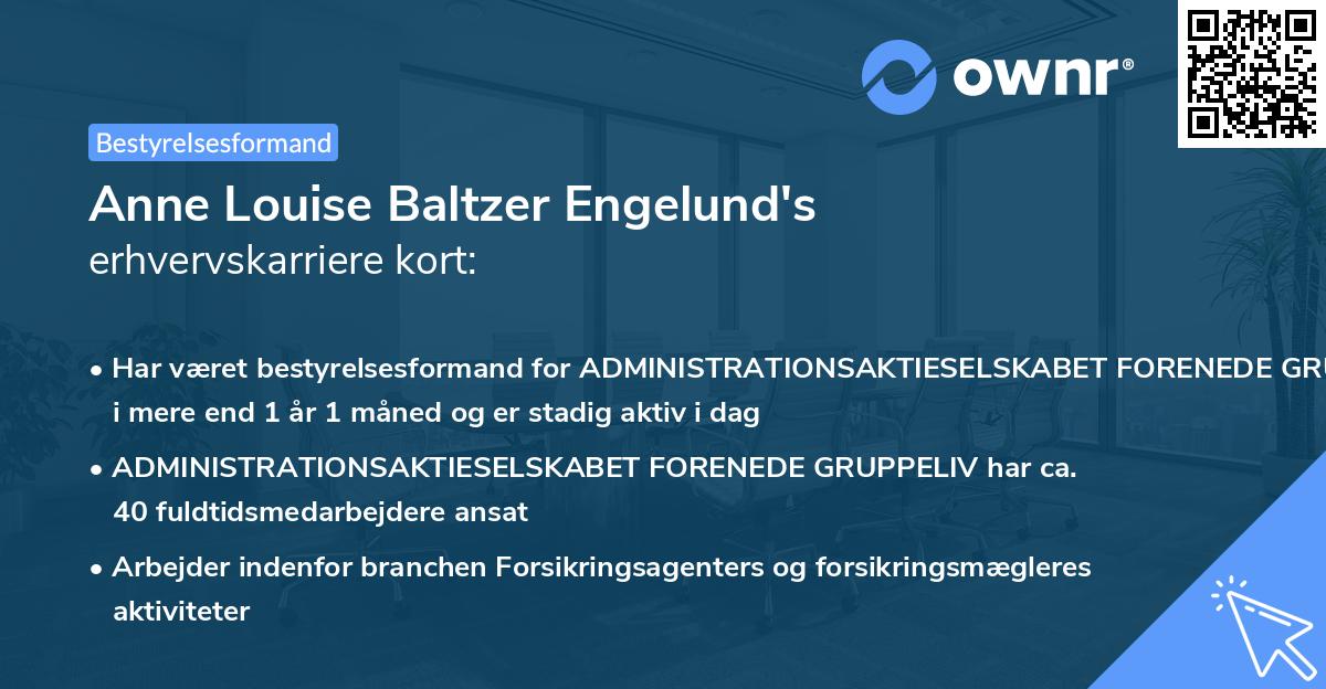 Anne Louise Baltzer Engelund's erhvervskarriere kort