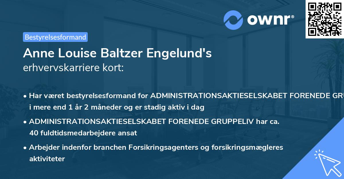 Anne Louise Baltzer Engelund's erhvervskarriere kort