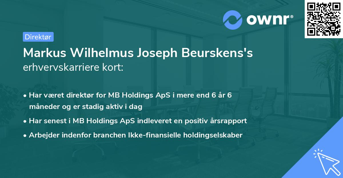 Markus Wilhelmus Joseph Beurskens's erhvervskarriere kort