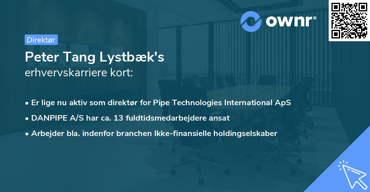 Peter Tang Lystbæk's erhvervskarriere kort