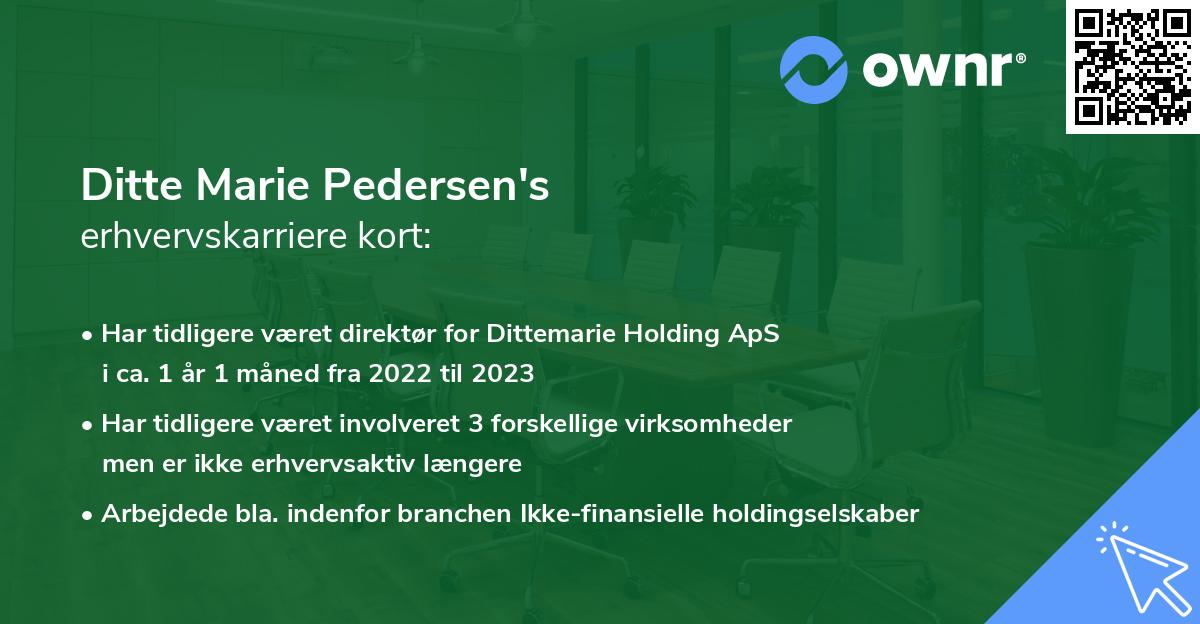 Ditte Marie Pedersen's erhvervskarriere kort