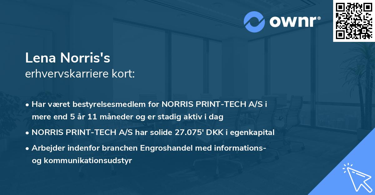 Lena Norris's erhvervskarriere kort